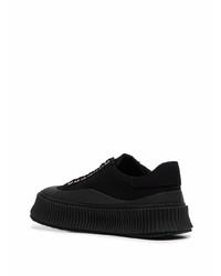 schwarze Segeltuch niedrige Sneakers von Jil Sander