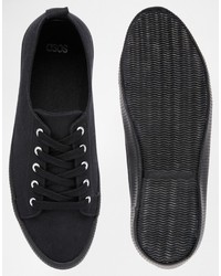 schwarze Segeltuch niedrige Sneakers von Asos