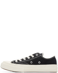 schwarze Segeltuch niedrige Sneakers von Comme des Garcons