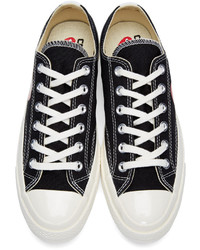 schwarze Segeltuch niedrige Sneakers von Comme des Garcons