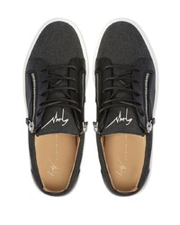 schwarze Segeltuch niedrige Sneakers von Giuseppe Zanotti