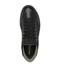 schwarze Segeltuch niedrige Sneakers von Salvatore Ferragamo