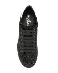 schwarze Segeltuch niedrige Sneakers von Hogan