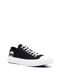 schwarze Segeltuch niedrige Sneakers von Karl Lagerfeld