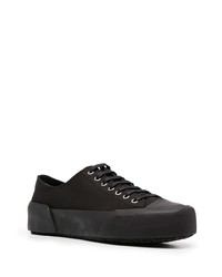 schwarze Segeltuch niedrige Sneakers von Jil Sander