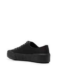 schwarze Segeltuch niedrige Sneakers von Jil Sander