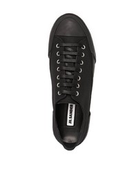 schwarze Segeltuch niedrige Sneakers von Jil Sander