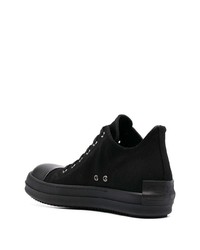 schwarze Segeltuch niedrige Sneakers von Rick Owens DRKSHDW