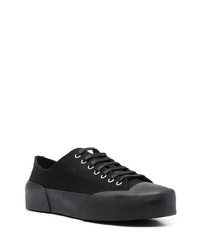 schwarze Segeltuch niedrige Sneakers von Jil Sander