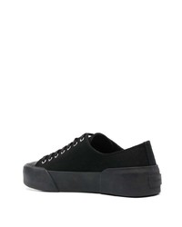 schwarze Segeltuch niedrige Sneakers von Jil Sander