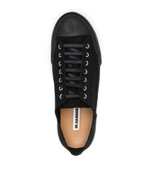 schwarze Segeltuch niedrige Sneakers von Jil Sander