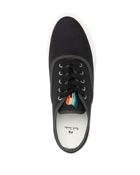 schwarze Segeltuch niedrige Sneakers von PS Paul Smith