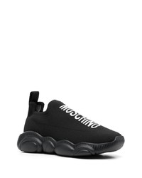 schwarze Segeltuch niedrige Sneakers von Moschino