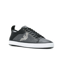 schwarze Segeltuch niedrige Sneakers von Emporio Armani