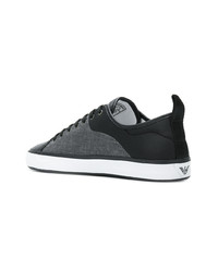 schwarze Segeltuch niedrige Sneakers von Emporio Armani