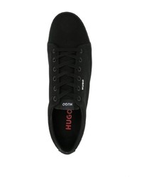 schwarze Segeltuch niedrige Sneakers von Hugo