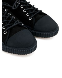 schwarze Segeltuch niedrige Sneakers von Maison Margiela