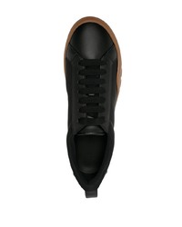 schwarze Segeltuch niedrige Sneakers von Giorgio Armani