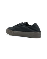 schwarze Segeltuch niedrige Sneakers von Jil Sander