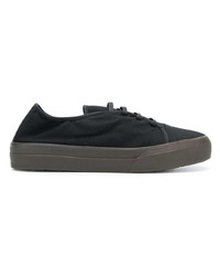 schwarze Segeltuch niedrige Sneakers von Jil Sander