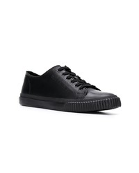 schwarze Segeltuch niedrige Sneakers von Calvin Klein Jeans