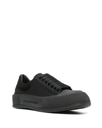 schwarze Segeltuch niedrige Sneakers von Alexander McQueen