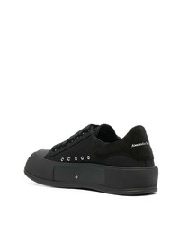 schwarze Segeltuch niedrige Sneakers von Alexander McQueen