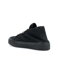 schwarze Segeltuch niedrige Sneakers von Jil Sander