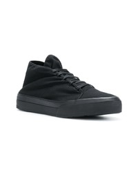 schwarze Segeltuch niedrige Sneakers von Jil Sander