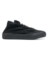 schwarze Segeltuch niedrige Sneakers von Jil Sander