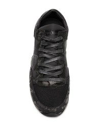 schwarze Segeltuch niedrige Sneakers von Philippe Model