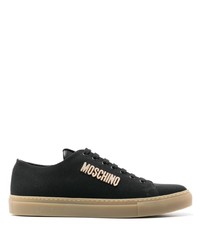 schwarze Segeltuch niedrige Sneakers von Moschino