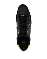 schwarze Segeltuch niedrige Sneakers von BOSS