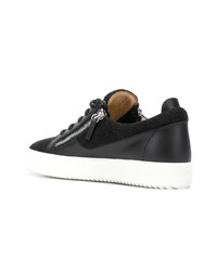 schwarze Segeltuch niedrige Sneakers von Giuseppe Zanotti Design