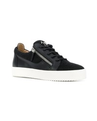 schwarze Segeltuch niedrige Sneakers von Giuseppe Zanotti Design