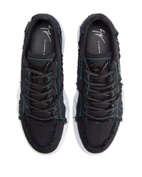 schwarze Segeltuch niedrige Sneakers von Giuseppe Zanotti