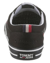 schwarze Segeltuch niedrige Sneakers von Tommy Jeans