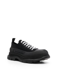 schwarze Segeltuch niedrige Sneakers von Alexander McQueen