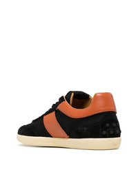 schwarze Segeltuch niedrige Sneakers von Tod's