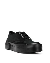 schwarze Segeltuch niedrige Sneakers von Julien David