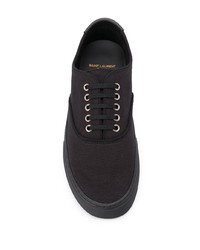 schwarze Segeltuch niedrige Sneakers von Saint Laurent