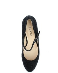 schwarze Segeltuch Pumps von Evita