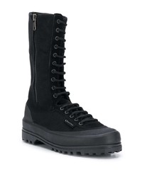 schwarze Segeltucharbeitsstiefel von Superga