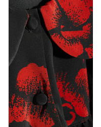 schwarze Seide Bluse mit Blumenmuster von MCQ