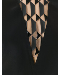 schwarze Seide Bluse mit geometrischem Muster von Fendi