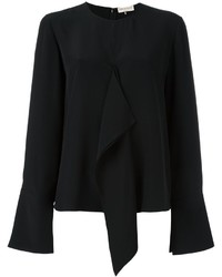 schwarze Seide Bluse mit Rüschen von Emilio Pucci
