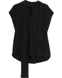 schwarze Seide Bluse von Balenciaga