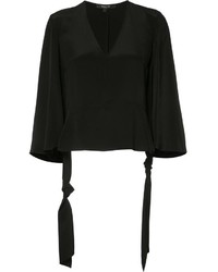 schwarze Seide Bluse von Derek Lam