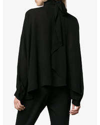 schwarze Seide Bluse von Balenciaga