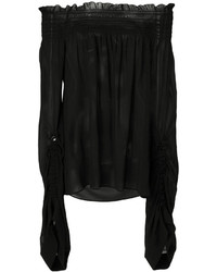 schwarze Seide Bluse von Saint Laurent